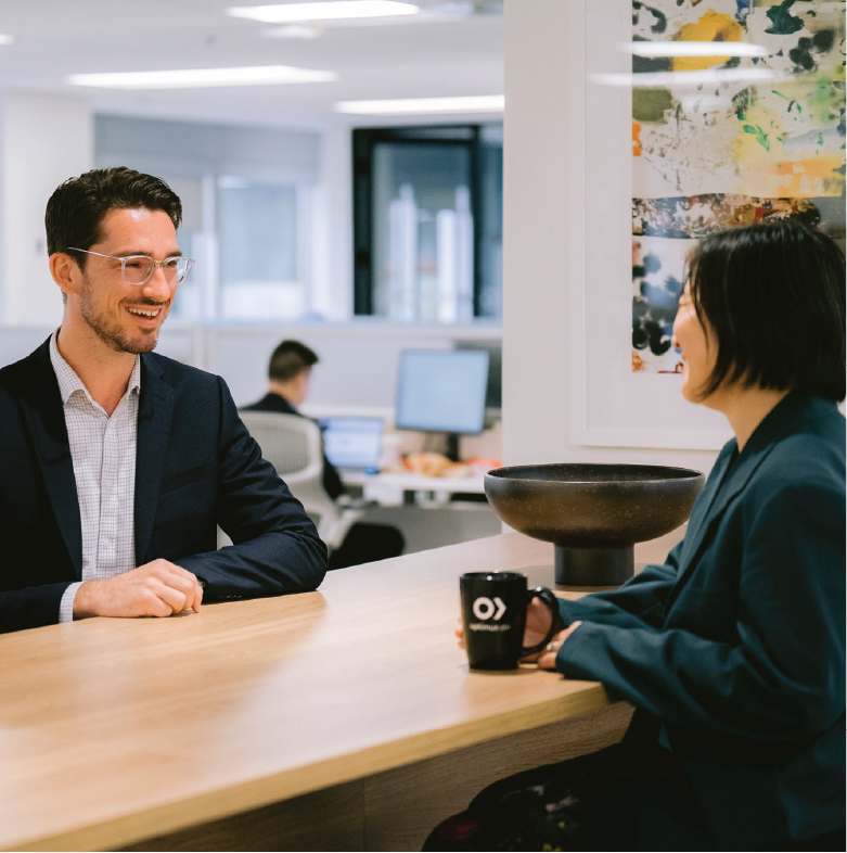 Two colleagues having a conversation